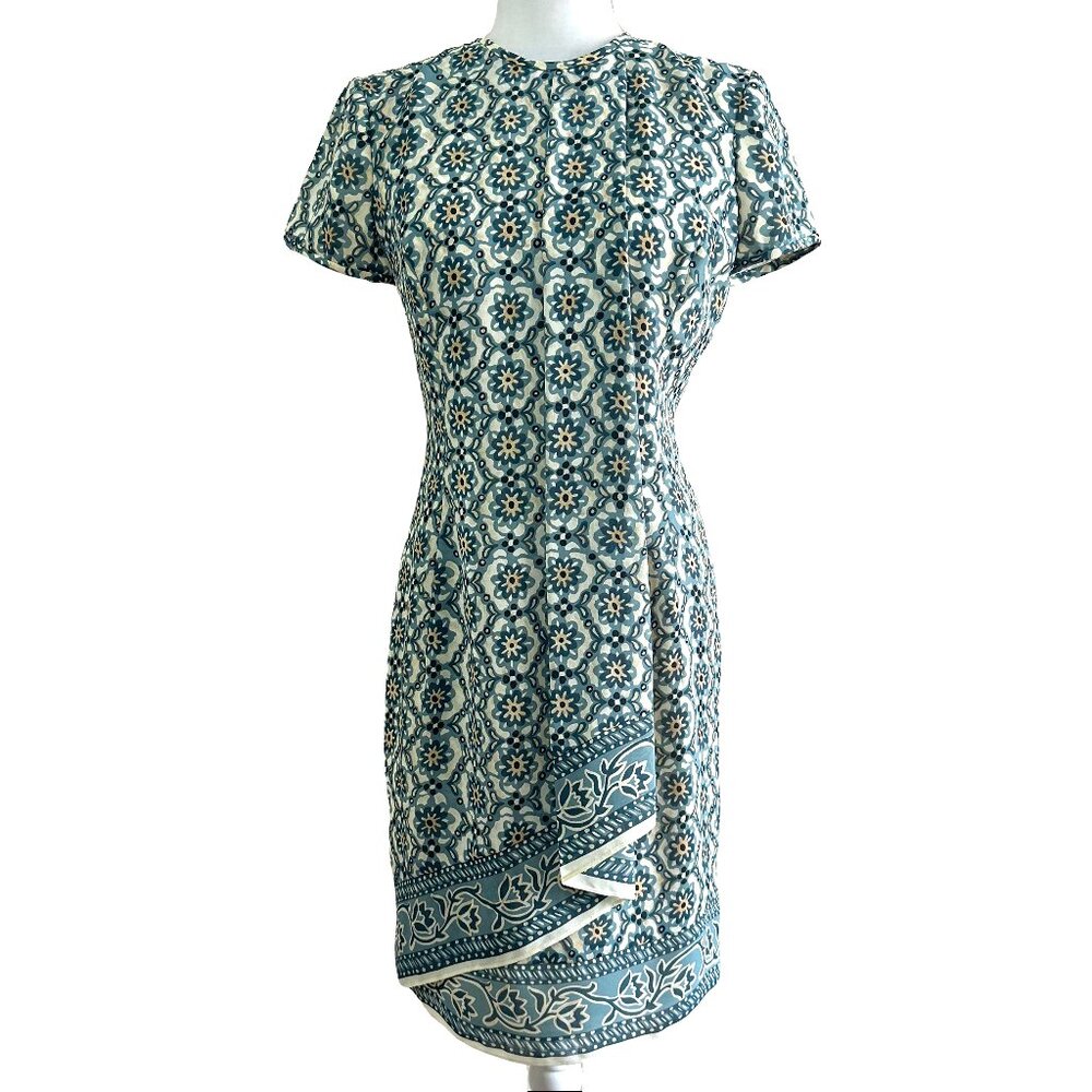Gigi by Gillian Vintage Floral Print Shift Blue/cream Dress